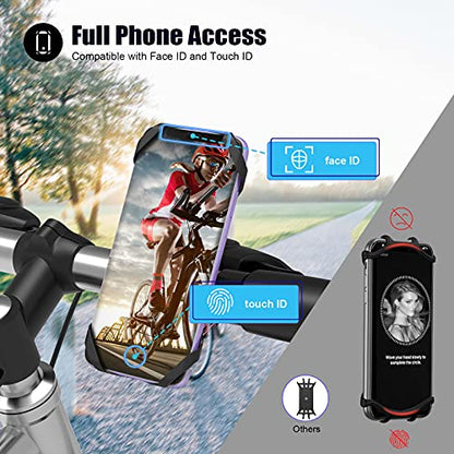Detachable Bike Phone Holder, Universal Bicycle Motorcycle Cell Phone Mount, 360° Rotatable Adjustable Bike Phone Mount Compatible for 4" to 6.7" Smartphones