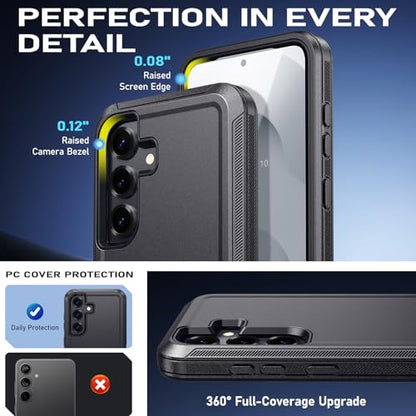 DUEDUE for Samsung Galaxy S25 Case, Phone Case for Samsung S25 with Belt Clip Holster Shockproof 3-Layer Heavy Duty Full Body Protective Rugged Phone Cases Cover for Galaxy S25 6.2", Black - size: for Samsung S25 6.2"