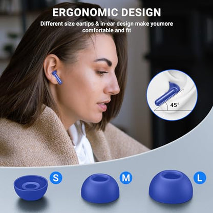 Wireless Earbuds, 2024 Wireless Headphones HiFi Stereo Earphones with 4 ENC Noise Canceling Mic, 42Hs Playtime In Ear Earbud, Bluetooth 5.3 Sport Earphones with LED Power Display for Android iOS Blue - color: Blue