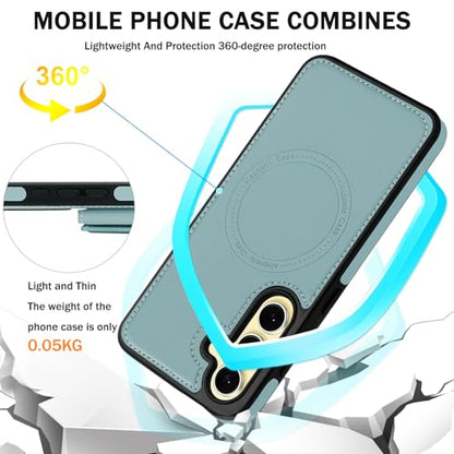 for Samsung Galaxy S24 Wallet Case, 2-in-1 Detachable Magnetic Wallet Case, Card Holder RFID Blocking, Fashionable Faux Leather Card Slot & Folding Design (Blue) - color: Blue, size: Samsung Galaxy S24