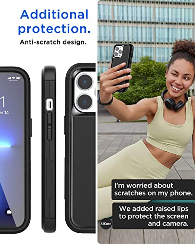 AICase for iPhone 13 Pro Max/iPhone 12 pro max Case,Heavy Duty Protective Phone Case Military Full Body Protection Shockproof/Dustproof/Drop Proof Rugged Durable Black - color: Black2