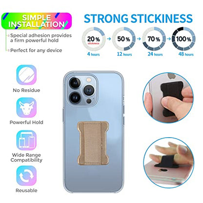 Universal Phone Grip for Smartphones - Phone Holder for Hand for Back of Phone - Wireless Charging Compatible (Purple Gold) - 2PC - color: Purple Gold
