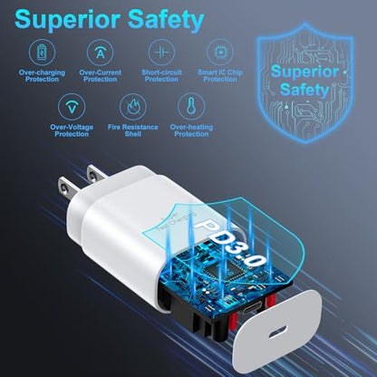 iPhone 17/16/15 Pro Max Charger Fast Charging PD 30W, 6 FT Cable - color: 30White, size: 6FT