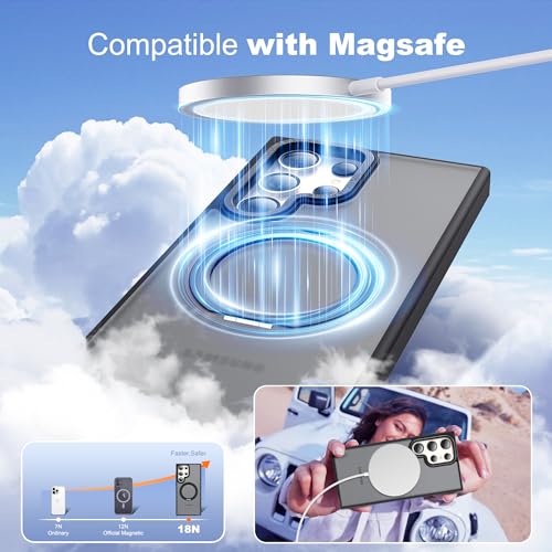 for Samsung Galaxy S24 Ultra Case with 360° Spin Stand,Black | 360° Spin Magnetic Ring Stand,Compatible with Magsafe,Military Protection Phone Case - color: Black, size: Samsung Galaxy S24 Ultra