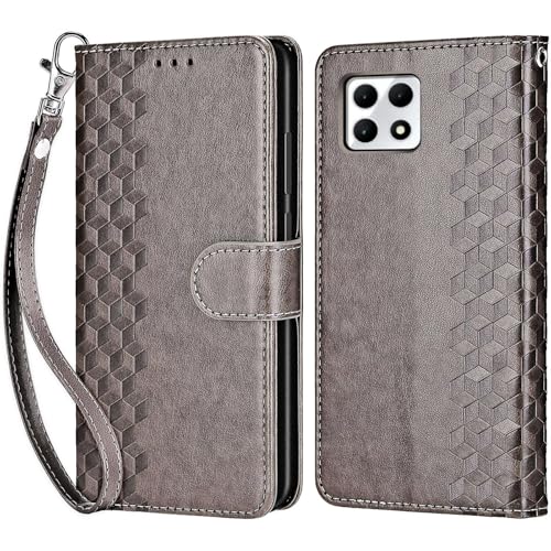 for T-Mobile Revvl 7 5G Wallet case, Gray-Cube | 3 Card Holders, Kickstand, Shockproof TPU Shell, PU Leather, Magnetic Closure, Protective Flip Folio Cover, Women - color: 10