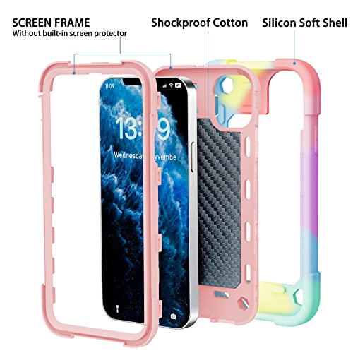 MARKILL Compatible with iPhone 11 Case 6.1 Inch with 360°Rotate Ring Stand, Military Grade Drop Protection Full Body Rugged Heavy Duty Case 3 in 1 Protective Cover - color: Rainbow Pink, size: iPhone 11 6.1"
