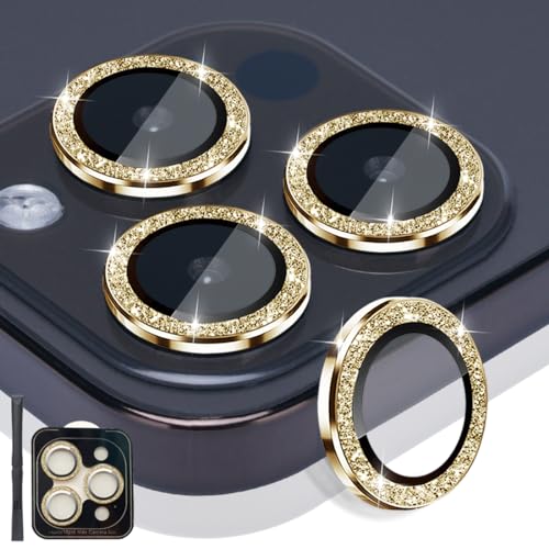 Camera Lens Protector for iPhone 14 Pro/14 Pro Max, Glitter Gold - color: Glitter Gold