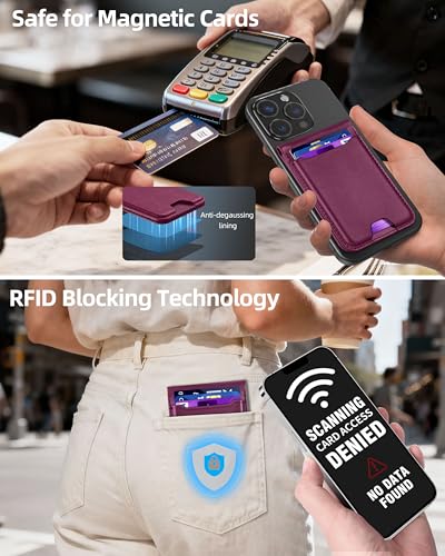 For Magsafe Wallet with Money Clip, 5 Card Holder, Adjustable Stand | Strongest Magnetic Wallet for iPhone 17/16/15/14/13/12 Series, ID Window, RFID Blocking, Not for 13/12 Mini, Cherry - color: Cherry
