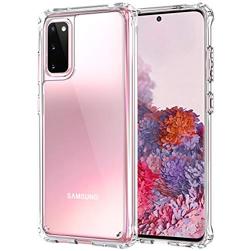 for Samsung Galaxy S20 Clear Case Anti-Yellowing TPU & PC Back Cover with Camera Protection, Wireless Charging Compatible