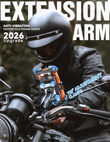 JOYROOM Motorcycle Phone Mount Holder with Dual Vibration Dampener - color: Blue