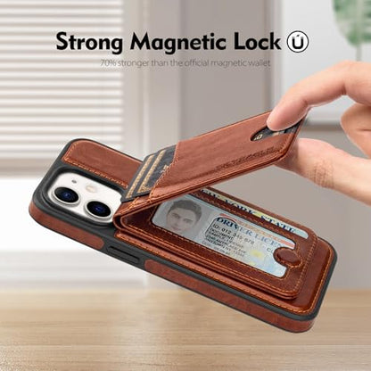 SkyEagle Compatible with MagSafe iPhone 11 Wallet Case,Brown | Detachable Magnetic Credit Card Holder,RFID Blocking,PU Leather,Kickstand,Flip Phone Case,Shockproof Cover for Men & Women - color: Brown, size: iPhone 11 - 6.1"