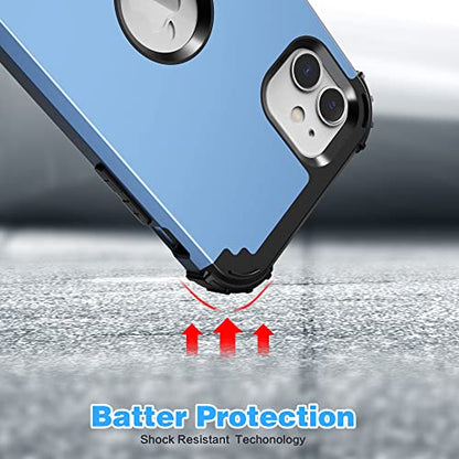 IDweel for iPhone 11 Case with Screen Protector(Tempered Glass), Hybrid 3 in 1 Shockproof Slim Fit Heavy Duty Protection Hard PC Cover Soft Silicone Bumper Full Body Case,Peace Blue/Black - color: Peace Blue/Black