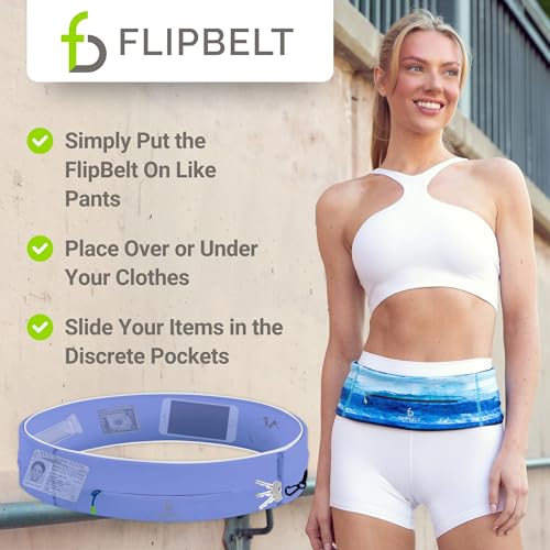 FlipBelt Zipper Running Belt, Waist Pack for Fitness and Running, US Company - color: Periwinkle, size: Small