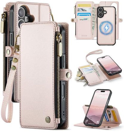 for iPhone 16 Plus - Phone Case Wallet Magnetic, Champagne Gold - color: Champagne Gold, size: iPhone 16 Plus