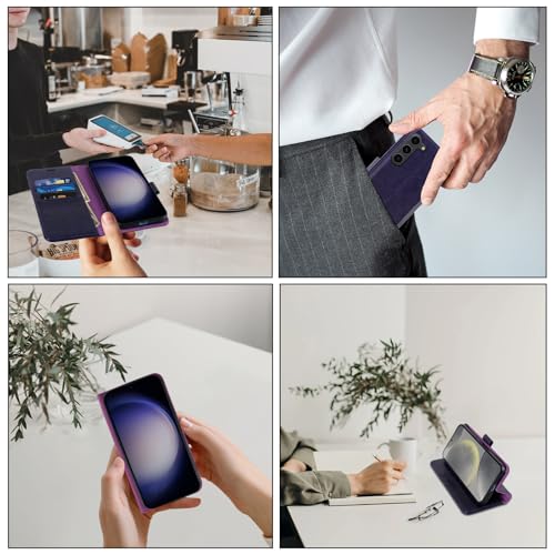 MONASAY Wallet Case for Samsung S23 with 3 Card Holders - Purple - color: Purple, size: Galaxy S23