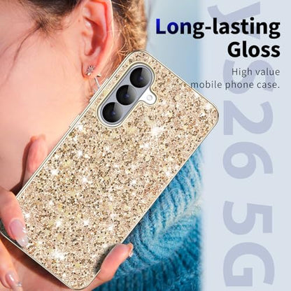 Galaxy S26 Glitter Case for Samsung Galaxy S26 5G Phone Case for Women Girls, Slim Ultra Thin Matte Back Shockproof Full Body Protective Cover for Samsung S26 5G, Crystal Bling Case, 2026 (Gold) - color: Gold