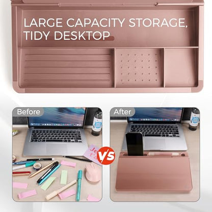 TOWON Compact Glass Desktop Whiteboard with Storage 12x7 in, Rose Gold - color: Metallic Rose Gold