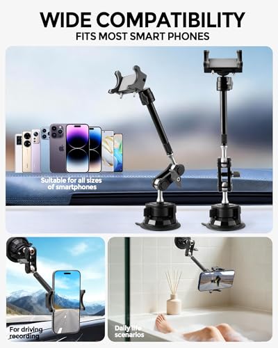 Semi Truck Phone Mount for Drivers, 360° Anti-Shake with Extension Rod - style: Extended black