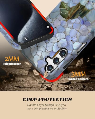 Compatible for Samsung Galaxy S26 Ultra 5G Case,Double Layer Shockproof Protection Heavy Duty Phone Cover,Pastel Hydrangea - color: Pastel Hydrangea, size: S26 Ultra