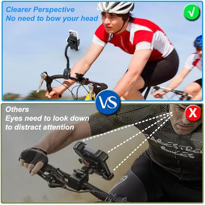 Phone Holder Spin Bike Mount, Goosencek Handlebar Clamp Holder Fit Peloton, Treadmill, Wheelchair, Indoor Exercise Bicycle, Mic Stand, Scooter, Stroller - Fit iPhone 15 Pro 14 13 & All 4-7" Cell Phone