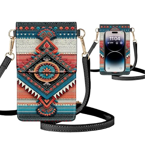 Small Crossbody Bags for Women Touchscreen Cell Phone Bag Cross Body Purses with adjustable Strap,Gifts For Teenage Girls - color: Mandala Boho Art