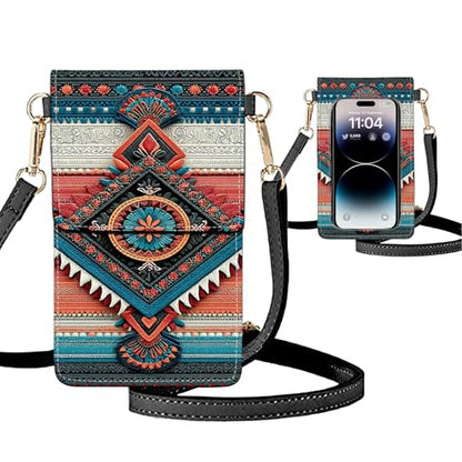 Small Crossbody Bags for Women Touchscreen Cell Phone Bag Cross Body Purses with adjustable Strap,Gifts For Teenage Girls - color: Mandala Boho Art