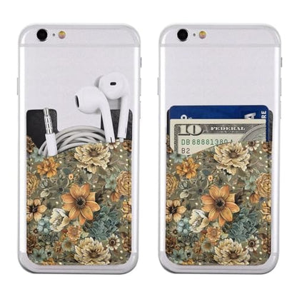 Leather Phone Wallet Retro Flower Cards Holder Compatible with Most Of Cell Phone Mandala Floral Rose Peony ID Card Holder for Back Of Phone - color: Floral Print