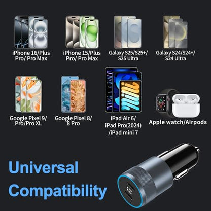 5 Pack 60W Dual USB C Car Charger Adapter for iPhone/Samsung/Google Pixel