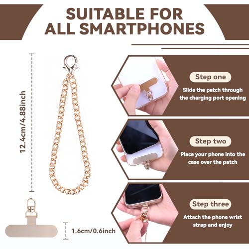 Phone Wrist Strap with Tether Tabs Metal Phone Chain Wristlet CellPhone Hand Lanyard Gift for Women - style: Style 2(2 Pack)