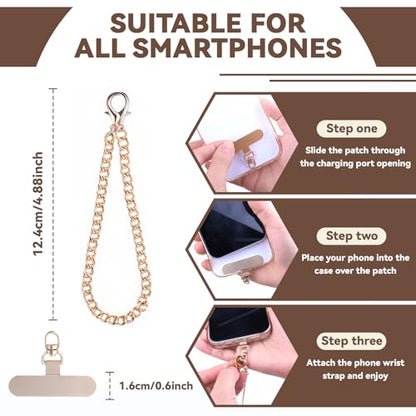 Phone Wrist Strap with Tether Tabs Metal Phone Chain Wristlet CellPhone Hand Lanyard Gift for Women - style: Style 2(2 Pack)