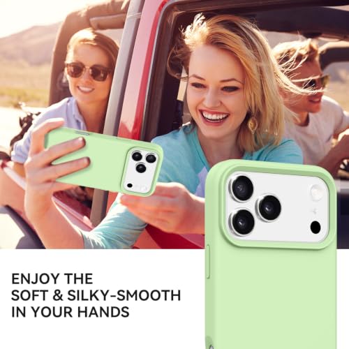 GUAGUA Compatible with iPhone 17 Pro Max Case 6.9 Inch Liquid Silicone Soft Rubber Slim Thin Microfiber Lining Cushion Texture Cover Shockproof Protective Phone Case for iPhone 17 Pro Max,Matcha Green - color: Matcha Green, size: iPhone 17 Pro Max