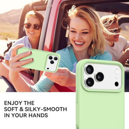 GUAGUA Compatible with iPhone 17 Pro Max Case 6.9 Inch Liquid Silicone Soft Rubber Slim Thin Microfiber Lining Cushion Texture Cover Shockproof Protective Phone Case for iPhone 17 Pro Max,Matcha Green - color: Matcha Green, size: iPhone 17 Pro Max