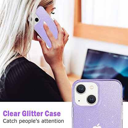 JJGoo Compatible with iPhone 13 Case, Glitter Soft TPU Shockproof Protective Bumper Cover, Sparkle Bling Sparkly Cute Slim Women Girls Phone Case for iPhone 13, 6.1inch, Purple Glitter - color: Purple Glitter
