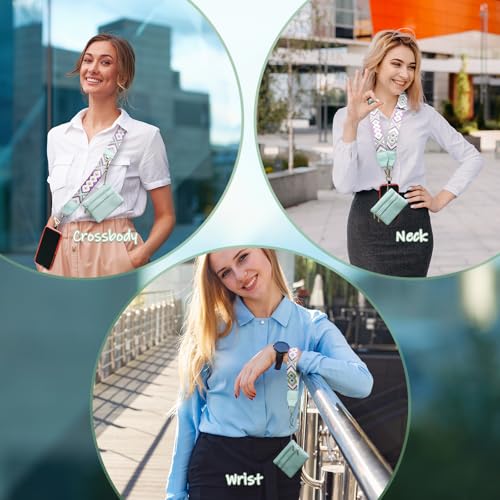 Clip and Go Phone Strap with Wallet Crossbody, Phone Chain Cross Body with Detachable Zippered Pouch, Phone Lanyard with Purse, Adjustable Mobile Strap (Green) - color: Green