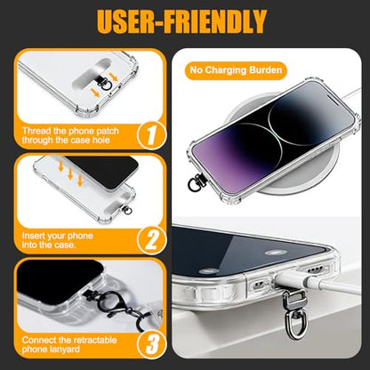 Oaridey Magnetic Anti Theft Phone Strap, Retractable Steel Cell Phone Lanyard with Heavy Duty Carabiner and 360° Metal Phone Tether Tab For Skiing, Hiking, Fishing, Concert and Traveling, 4 Packs - color: 4 Packs