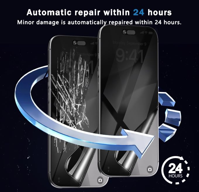 2 Pack for iPhone 17 Pro Max Privacy Screen Protector. Anti Scratch, Self-Healing, Anti Spy Flexible TPU Film NOT Tempered Glass for iPhone 17 Pro Max