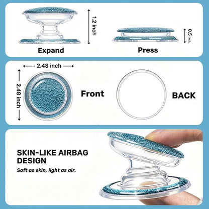 Magnetic Phone Grip, Sparkly Transparent Magnetic Collapsible Expandible Mobile Phone Grips Stand Holder for iPhone 17 16 15 14 13 12 Series, Light Blue