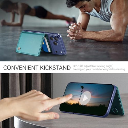 Defencase for Magsafe Wallet Magnetic Card Holder RFID Blocking, Blue Green - color: Fashion Blue Green
