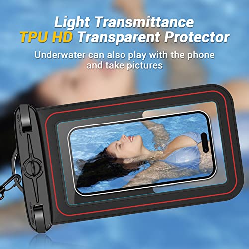 Waterproof Phone Pouch, IPX8 Waterproof Phone Case for iPhone 17/16/15/14/13/12/11/SE Series, Cell Phone Dry Bag for Beach & Cruise Essentials, Lanyard Included, Touch Screen (Fits Up to 8.9”), Black
