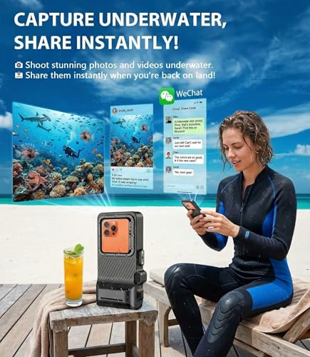 Diving Phone Case for iPhone 17 16 15 14 13 Pro Max Galaxy S25 S24 S23 Ultra, 50ft/15m Professional Waterproof Underwater Case with Real Touchscreen, Universal Camera Housing for Snorkeling (Black) - color: Black