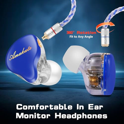 DEMAKE in-Ear Monitor with Detachable Silver-Plated,no mic - color: Blue Splicing, size: No Mic