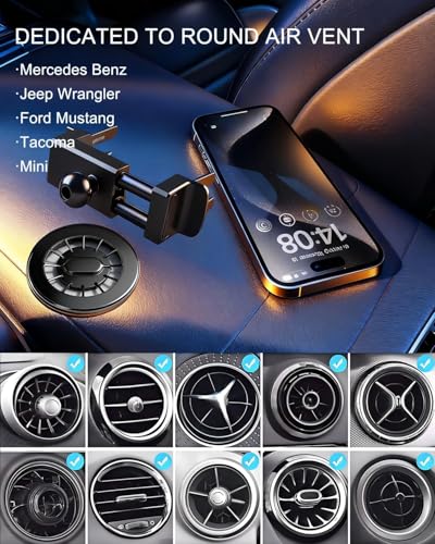 MagSafe Car Mount for Mercedes-Benz, Round Air Vent Holder with Strong Magnet, Compatible with Mercedes Benz GLC, C, E, B, A-Class, GLC/GLB/GLA/Sprinter, Mercedes Benz Accessories