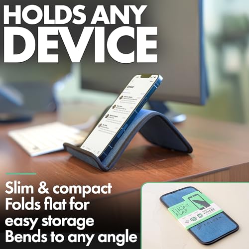 Flight Flap Airplane Phone Holder - Foldable Phone Stand for Plane Travel - color: Denim, size: Large