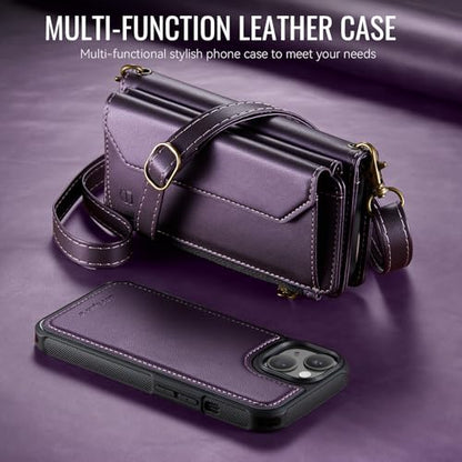 Strapurs for iPhone 15 Magnetic Detachable Wallet Phone Case, Purple - color: (Detachable with Magsafe)-Purple, size: iPhone 15 - 6.1"