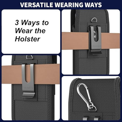 Stronden Heavy Duty Holster for Samsung Galaxy S26, S25, S24, S23, Google Pixel 10, 10a, 9, 9a, 8, 7a - Military Grade Nylon Belt Case, Rugged Pouch (Fits Armor/Battery Case Only)