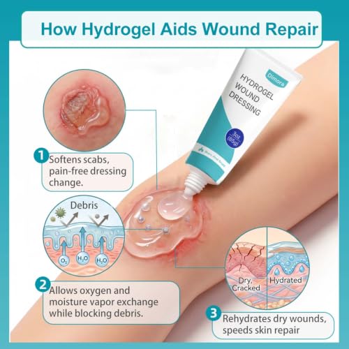 Dimora 2 Packs 6oz Hydrogel First Aid Ointment, Burn Injury Soothing Gel, Skin Repair Cream for Emergency Burn, Postoperative Incisions, Bruises, Debridement Wound Care - size: Hydrogel Gel 6 Ounce