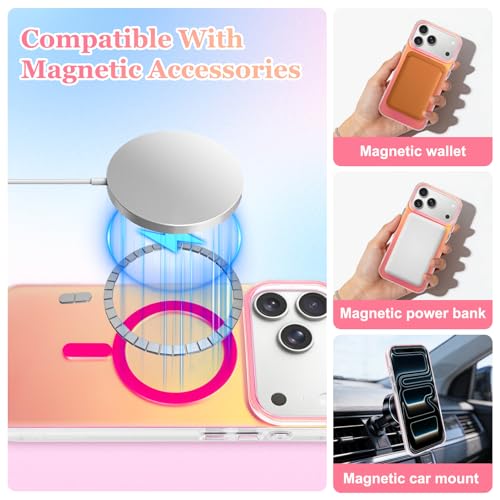 Fiyart Magnetic for iPhone 17 Pro Case - Iridescent Cute 6.3" Rose Red - color: Iridescent Rose Red, size: iPhone 17 Pro