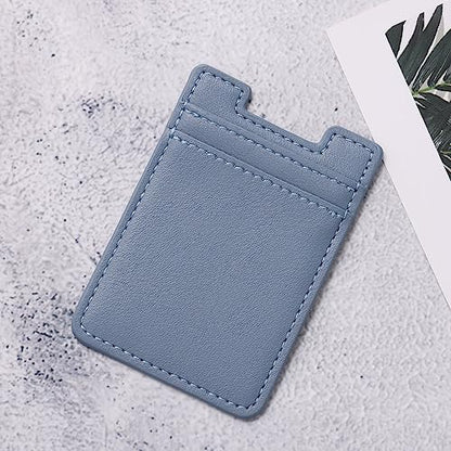 Fulgamo 2Pack Phone Card Holder,Leather Phone Wallet Adhesive Stick On Credit Card Pocket for Back of Phone Case iPhone and Android-Blue