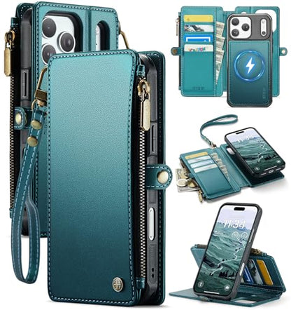 for iPhone 17 Pro Max - Phone Case Wallet Magnetic, Turquoise - color: Turquoise, size: iPhone 17 Pro Max