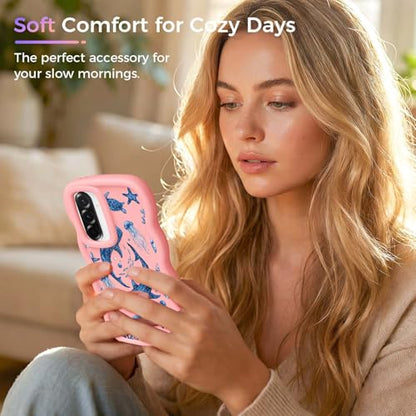 for Galaxy A36 Phone Case, Wavy Soft TPU, Pink-Marine | Wavy Frame Design, Soft Slim TPU, Full Camera Lens Protection, Shockproof Phone Cover - color: Pink-Marine, size: Samsung A36